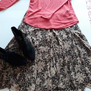 Lined Animal Print Skirt